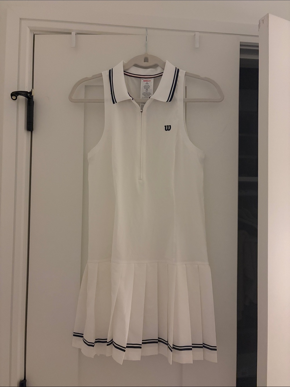 Wilson White Sleeveless Polo Tennis Dress with Navy Trim